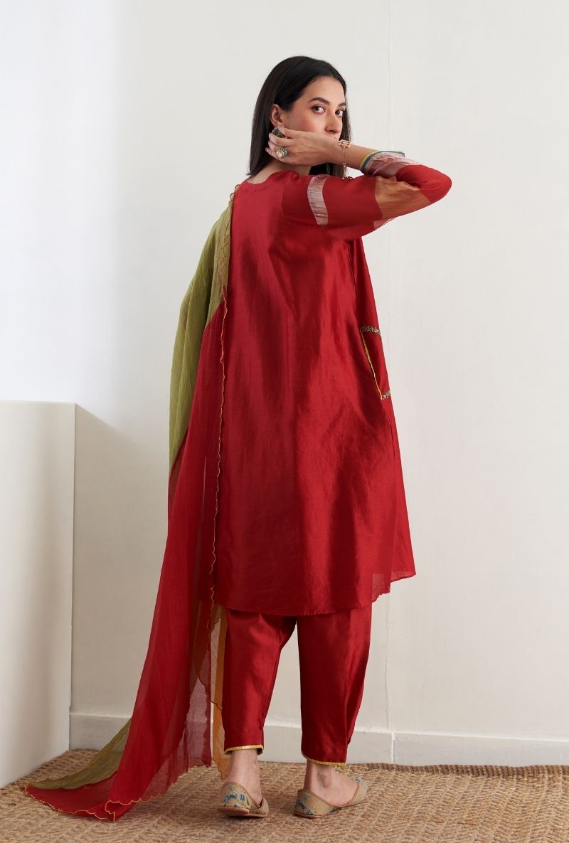 Red French Knot Sequin Ruhi 2.0 Salwar Set