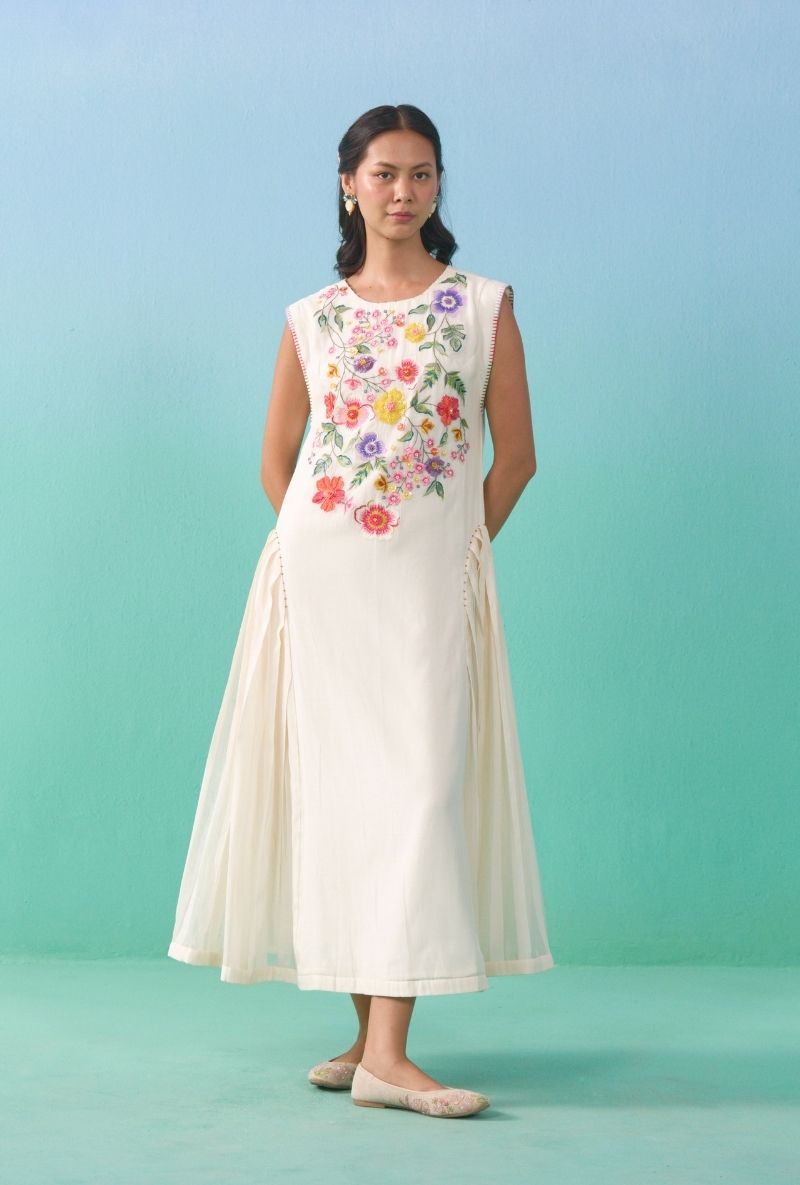 embroidered yoke shift dress Embroidery Yoke Dress