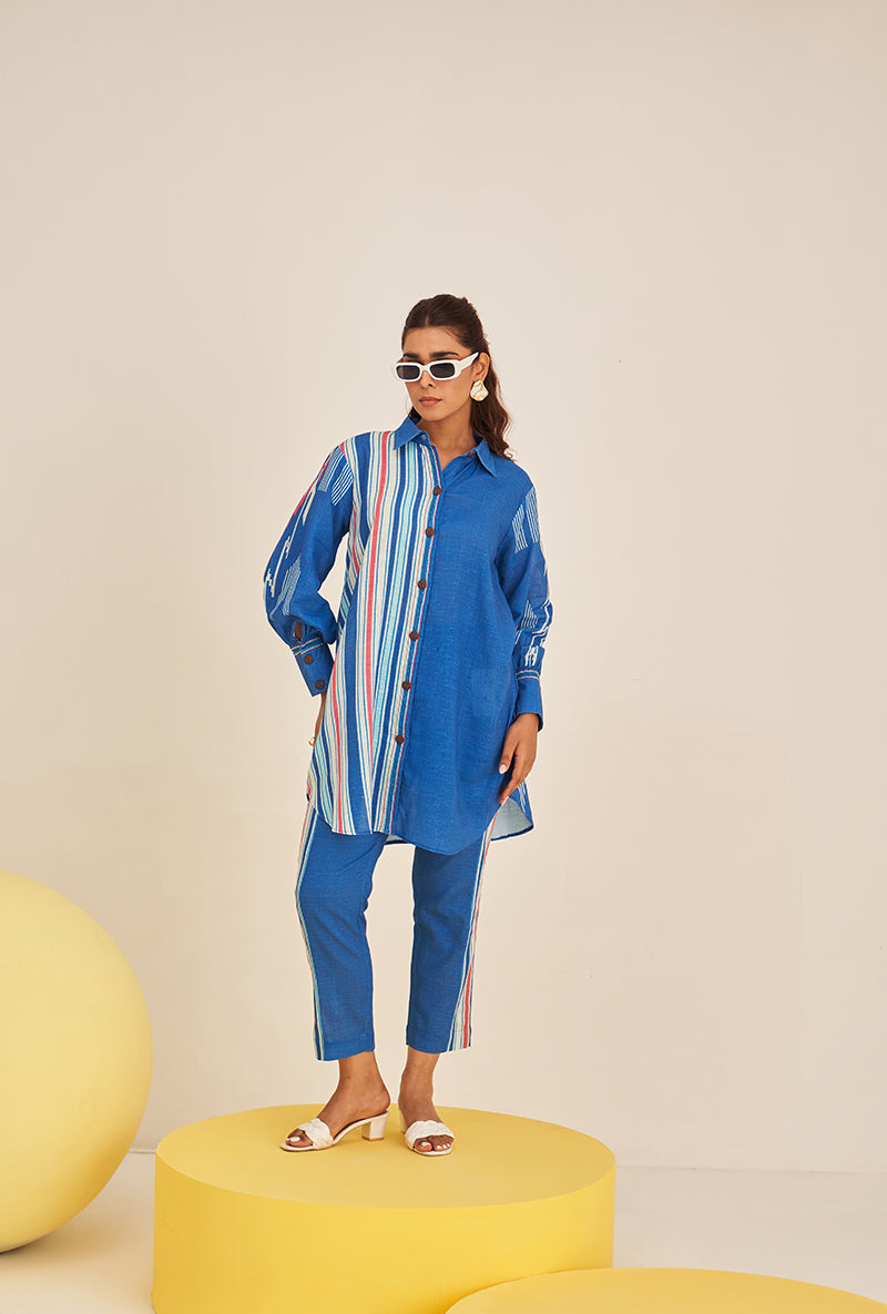 Blue Multi Stripe Long Shirt Bella Co-ord Set