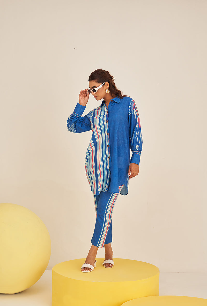 Blue Multi Stripe Long Shirt Bella Co-ord Set