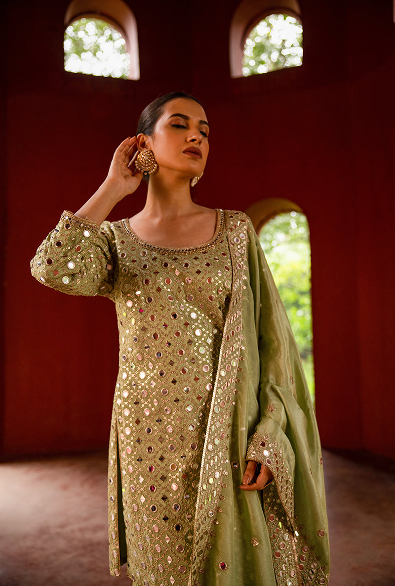 Mint Green Mirror Hoor 3.0 Gharara Set