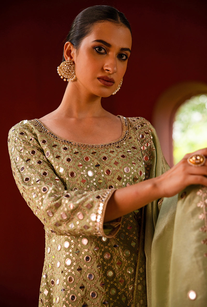 Mint Green Mirror Hoor 3.0 Gharara Set