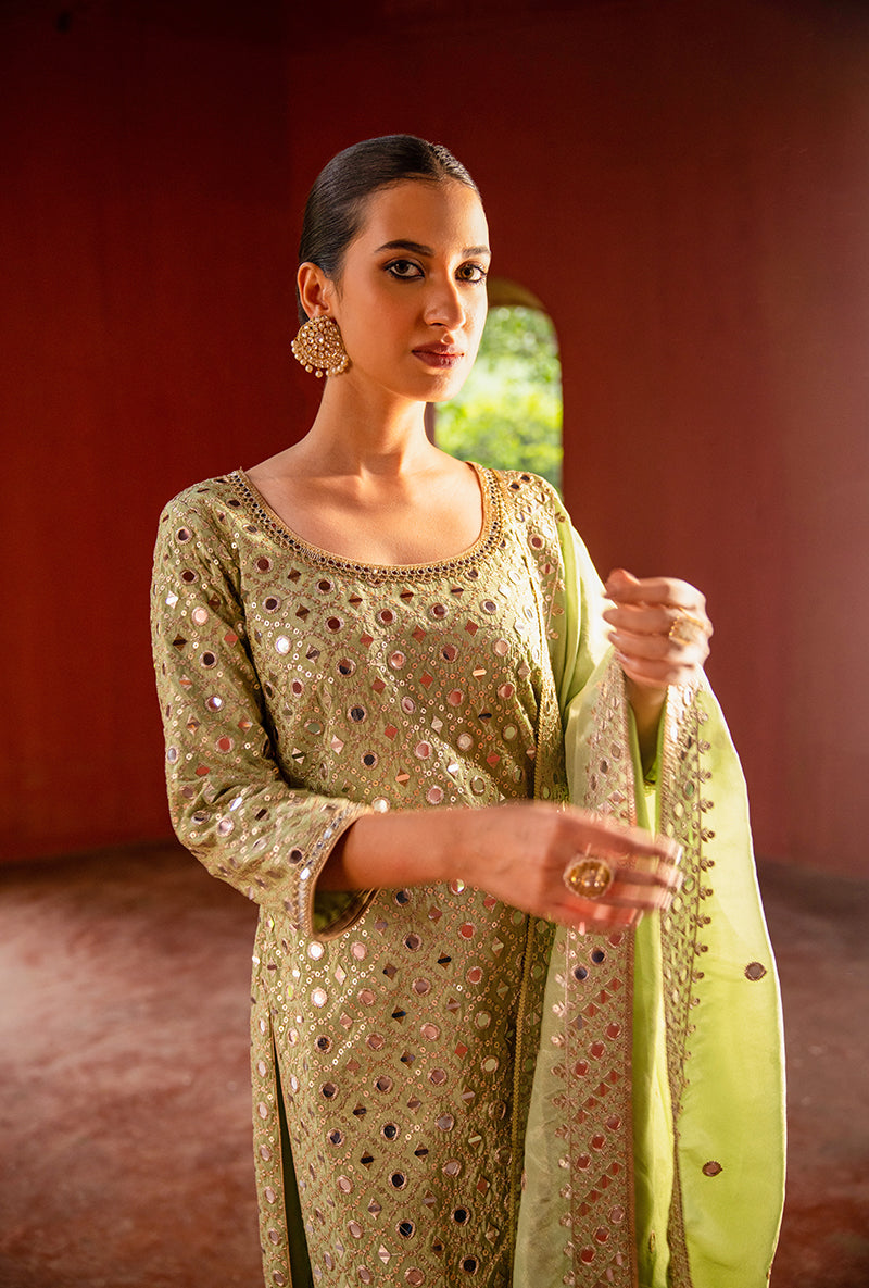 Mint Green Mirror Hoor 3.0 Gharara Set