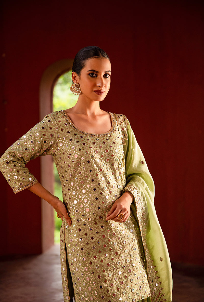 Mint Green Mirror Hoor 3.0 Gharara Set