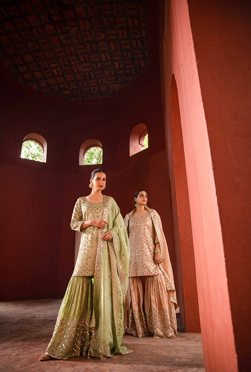 Mint Green Mirror Hoor 3.0 Gharara Set