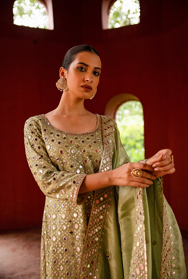 Mint Green Mirror Hoor 3.0 Gharara Set