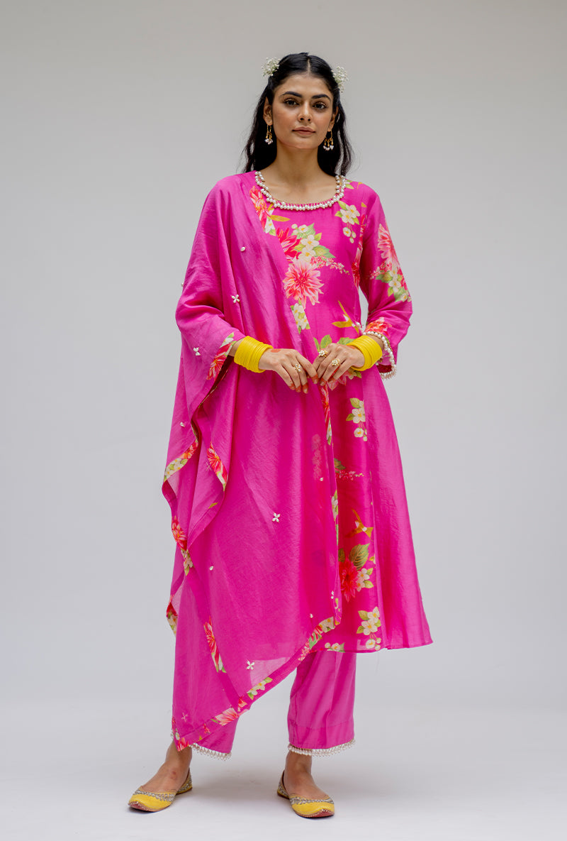 Pink Printed Side Panel Nyra Kurta Set