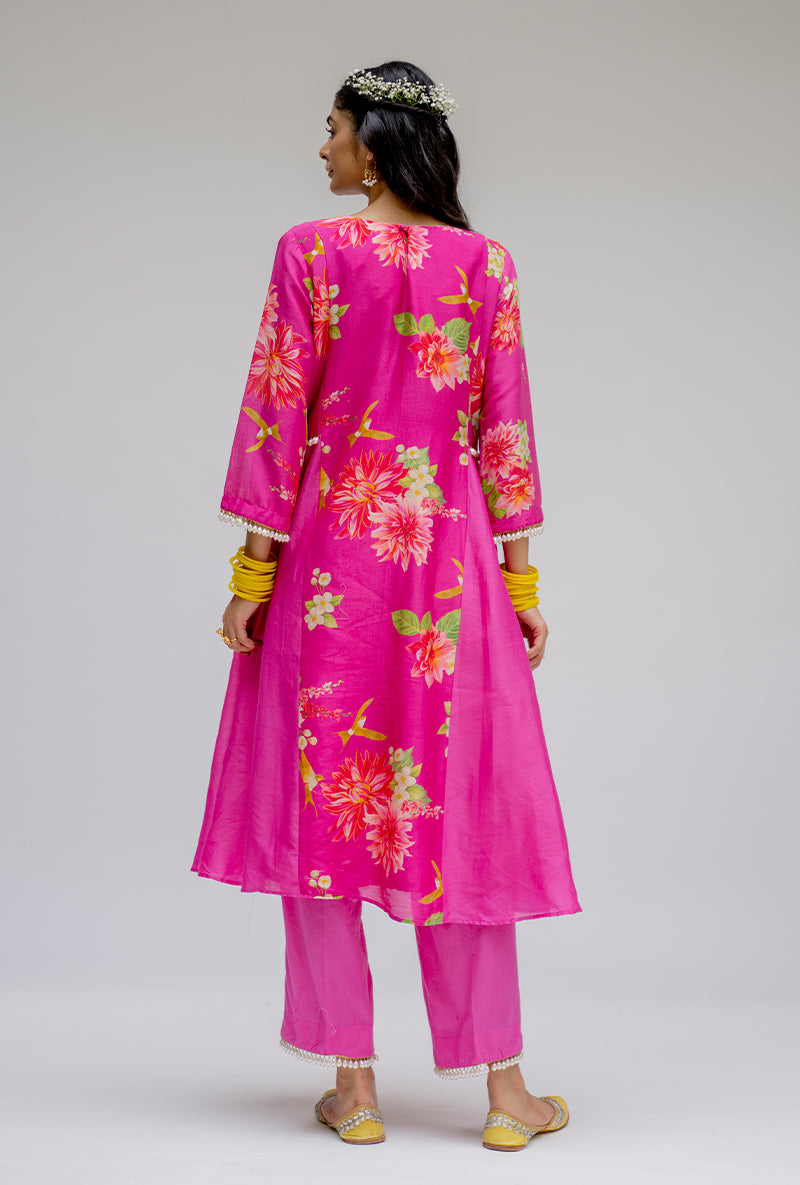 Pink Printed Side Panel Nyra Kurta Set