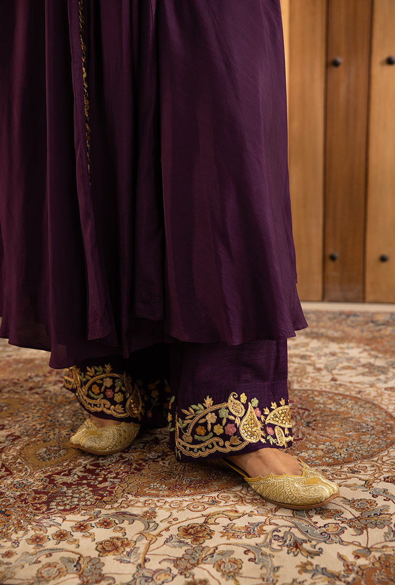 Purple Heavy Jacket Masakali Kurta Set