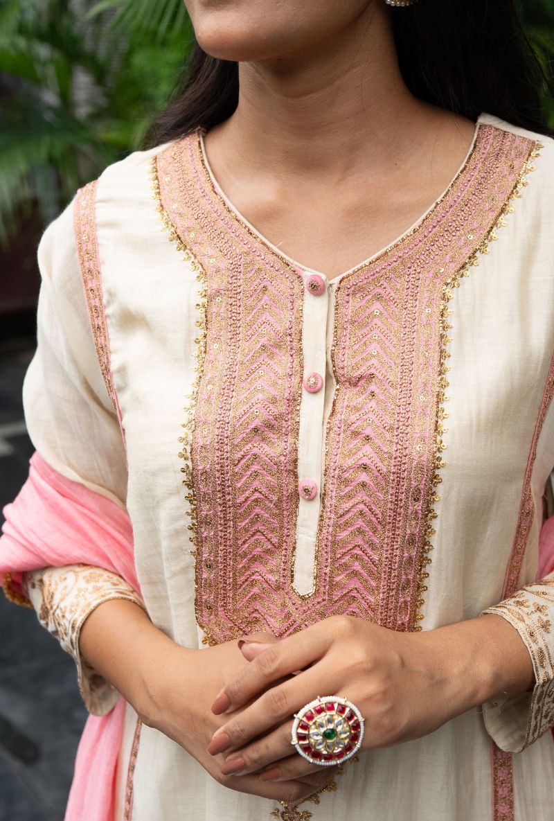 Jyoti Verma in Ivory Yoke embroidery Farshi Salwar Set
