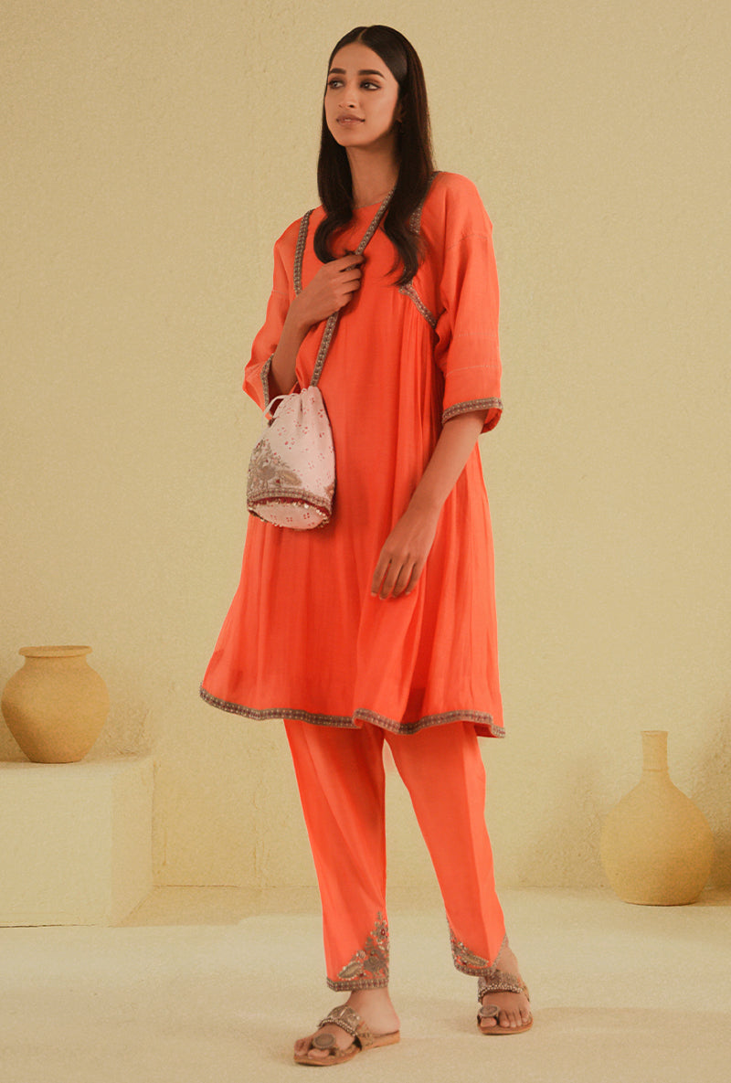 Coral Side Gathered Noorie Kurta Set