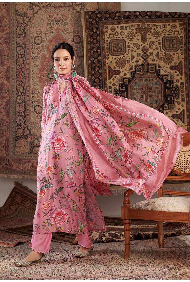 Old Rose Gul Embroidered Aalam Kurta Set