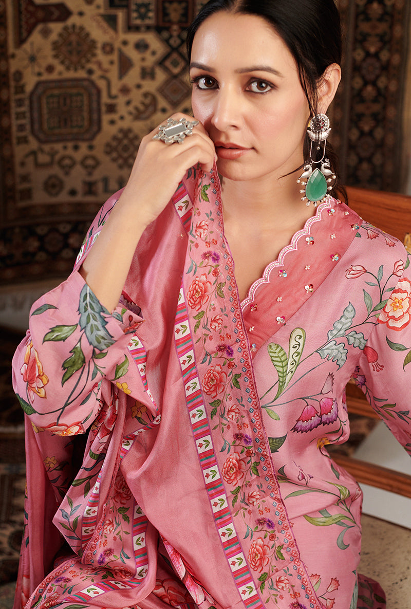 Old Rose Gul Embroidered Aalam Kurta Set