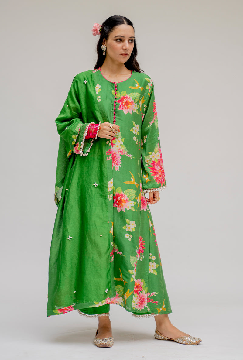 Green Printed Nyra Kurta Set