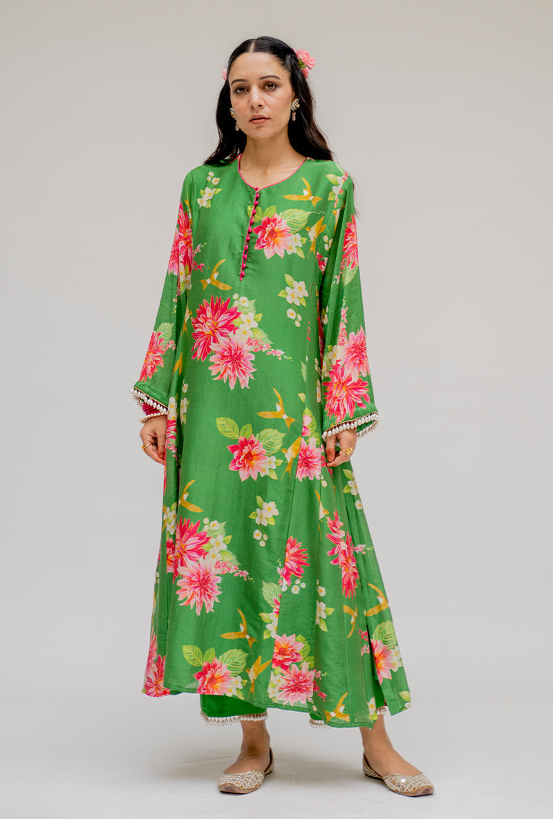 Green Printed Nyra Kurta Set