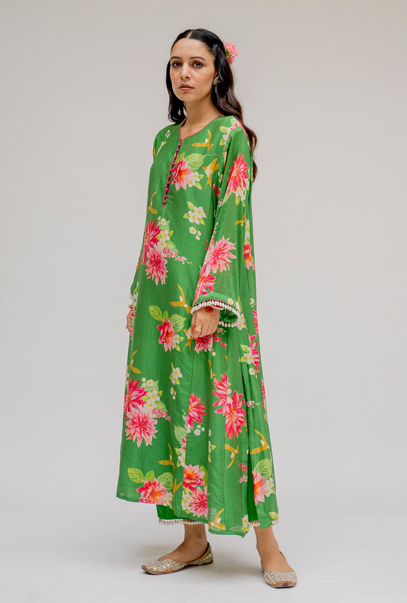 Green Printed Nyra Kurta Set