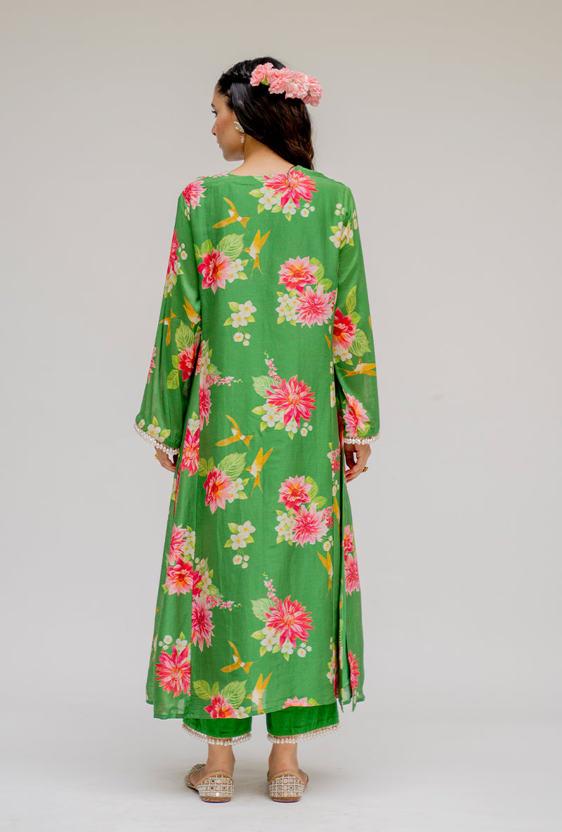 Green Printed Nyra Kurta Set