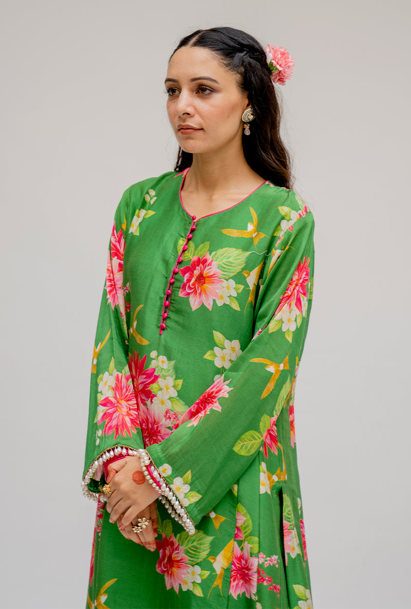Green Printed Nyra Kurta Set
