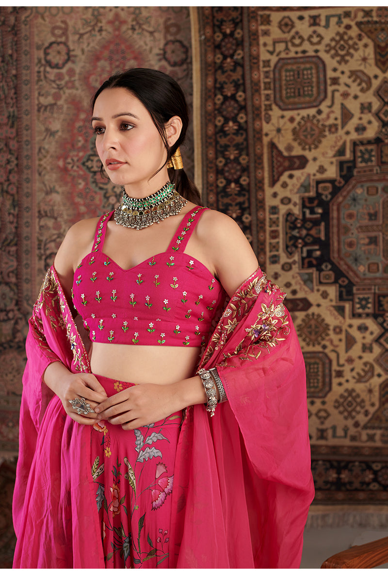 Hot Pink Ameera Cape Aalam Sharara Set
