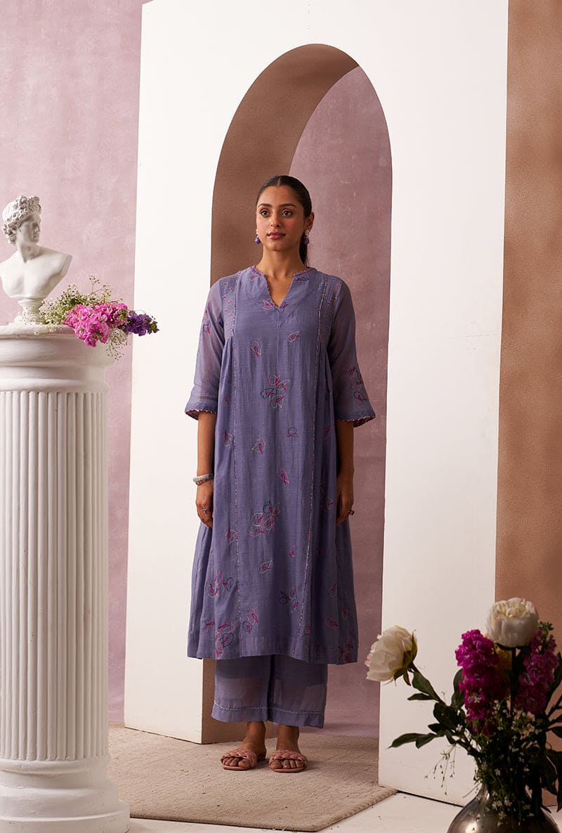 Lilac Classic Side Gather Mahira Kurta Set