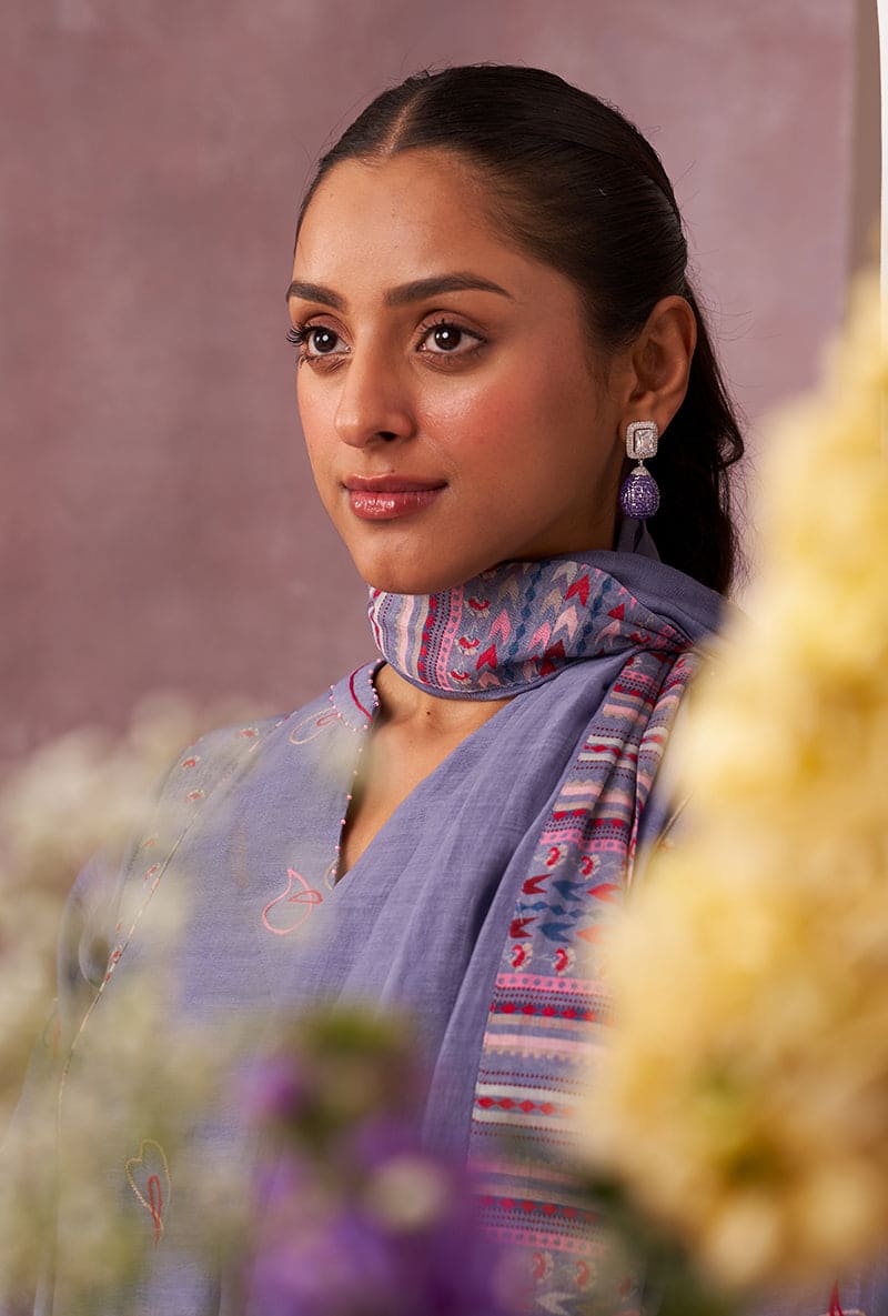 Lilac Classic Side Gather Mahira Kurta Set