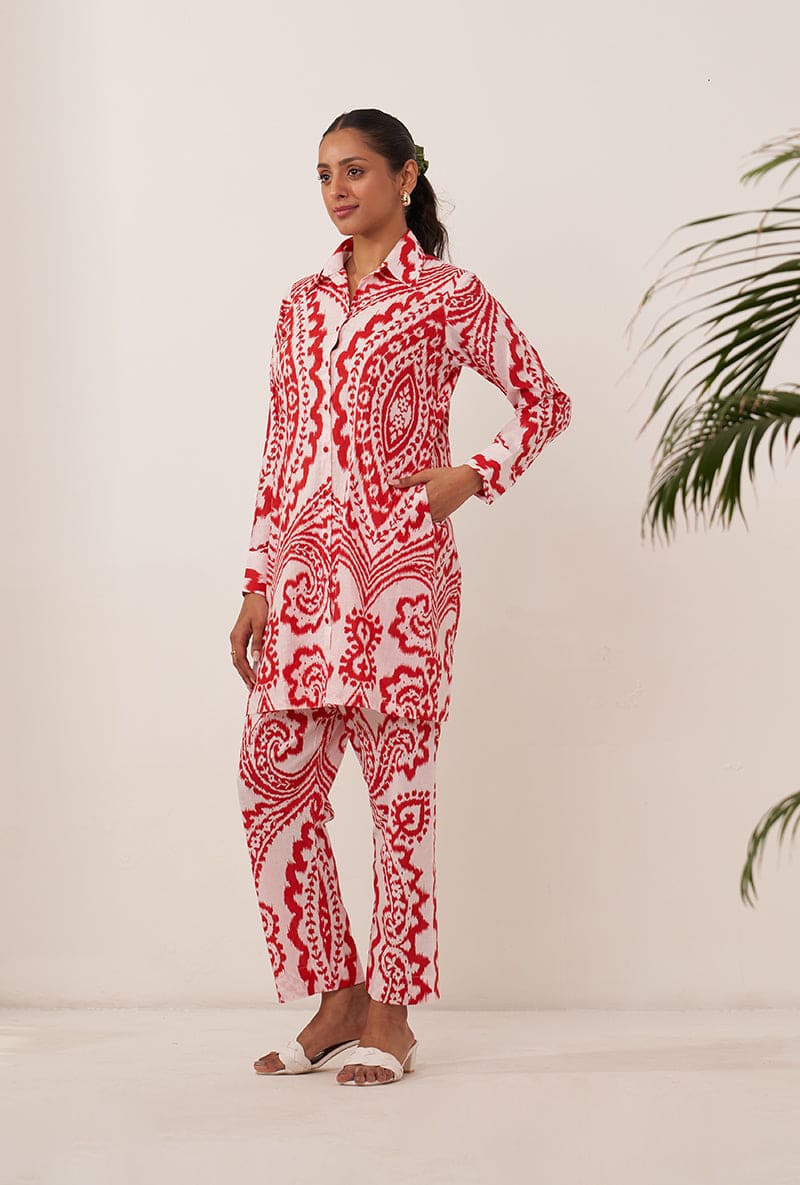 Red Ikat Lovebirds Co-Ord Set