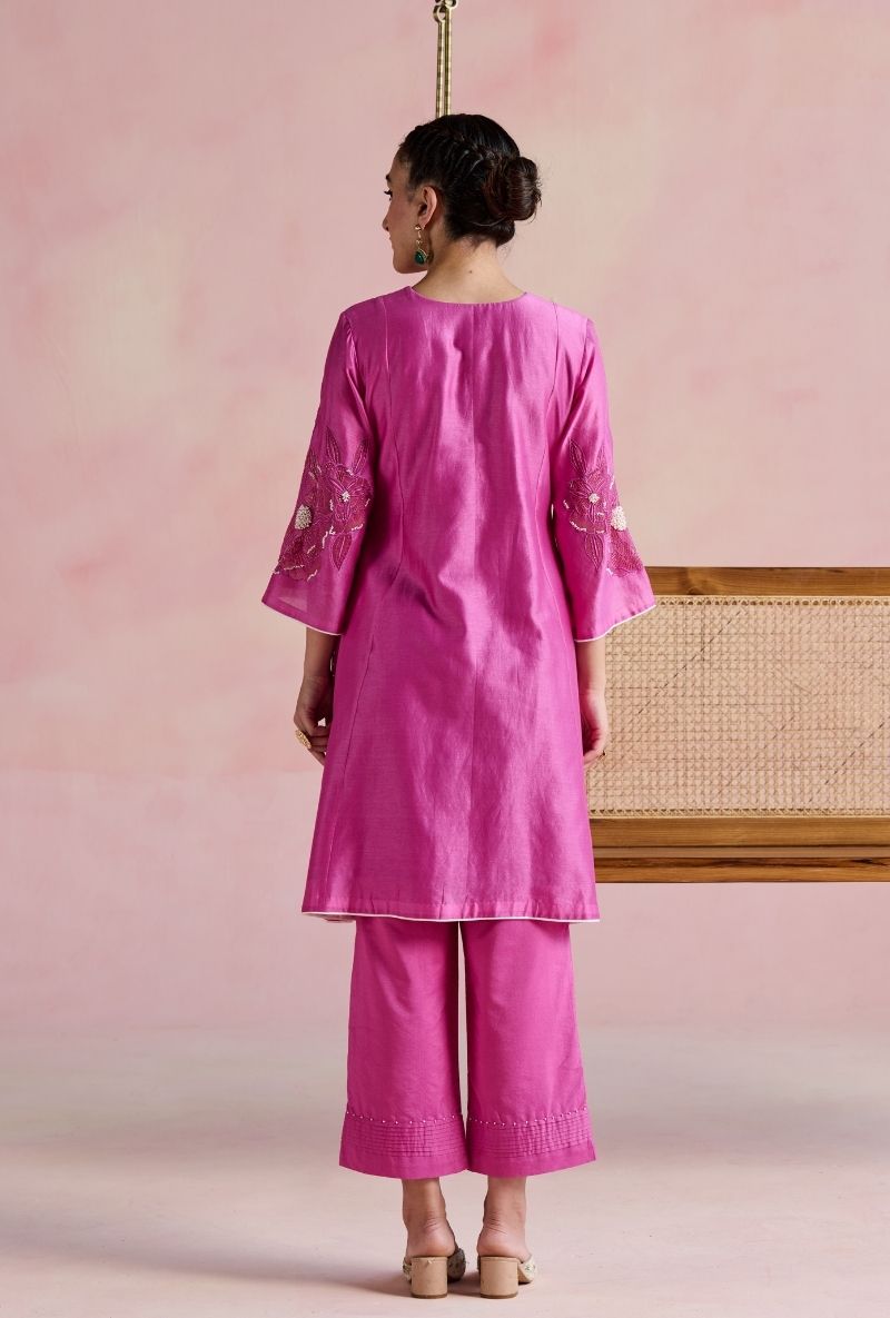 Magenta Pink Pintuck Yoke Amara Kurta Set