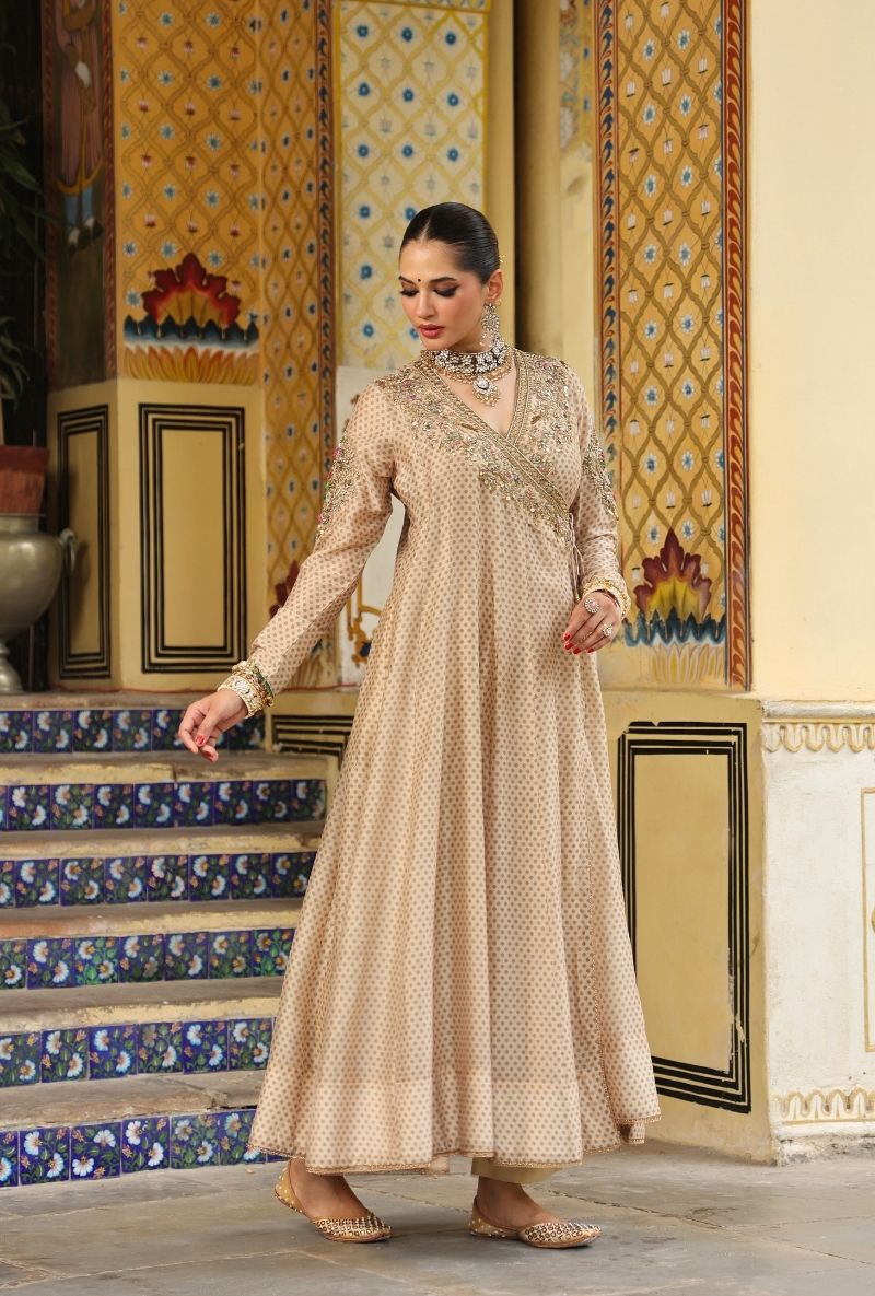 Ivory Printed Heavy Mehfil Angrakha Set
