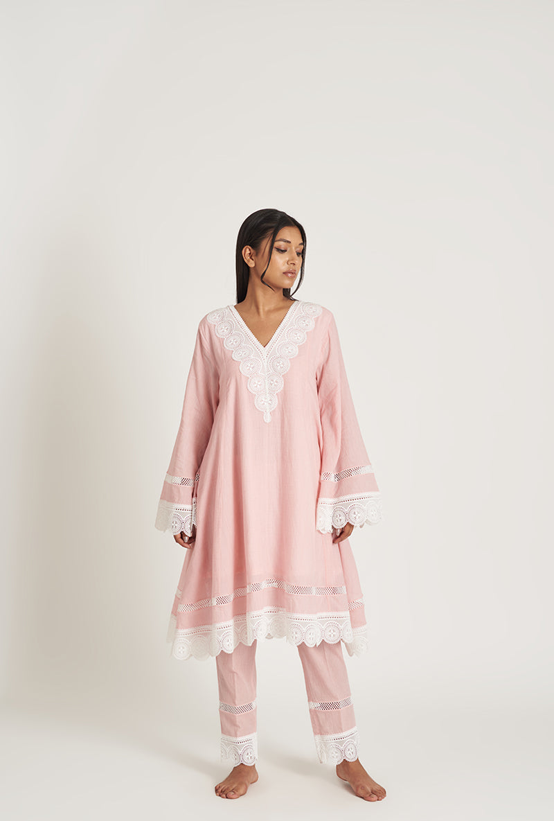 Bright Pink Pakistani-Inspired Flared Seerat Laila Kurta Set