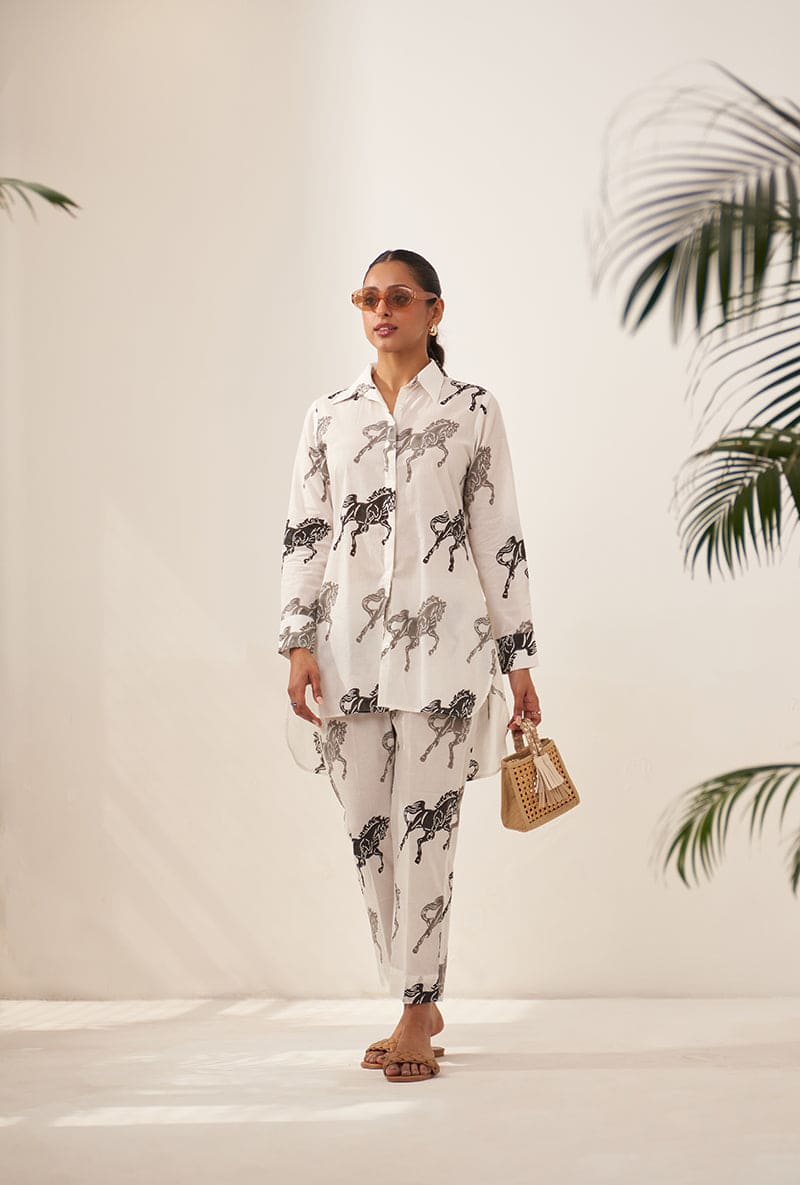 Rachna Singh In Grey Horse High Low Lovebirds Co-Ord Set
