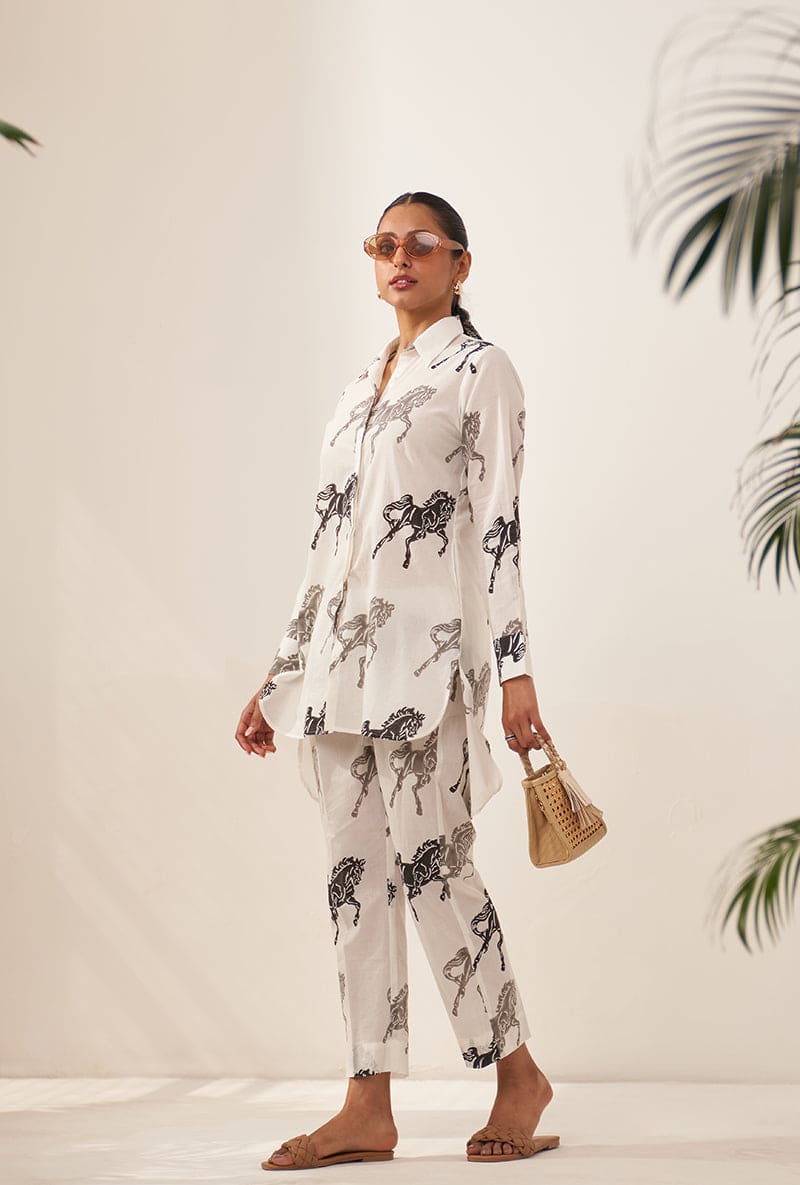 Rachna Singh In Grey Horse High Low Lovebirds Co-Ord Set