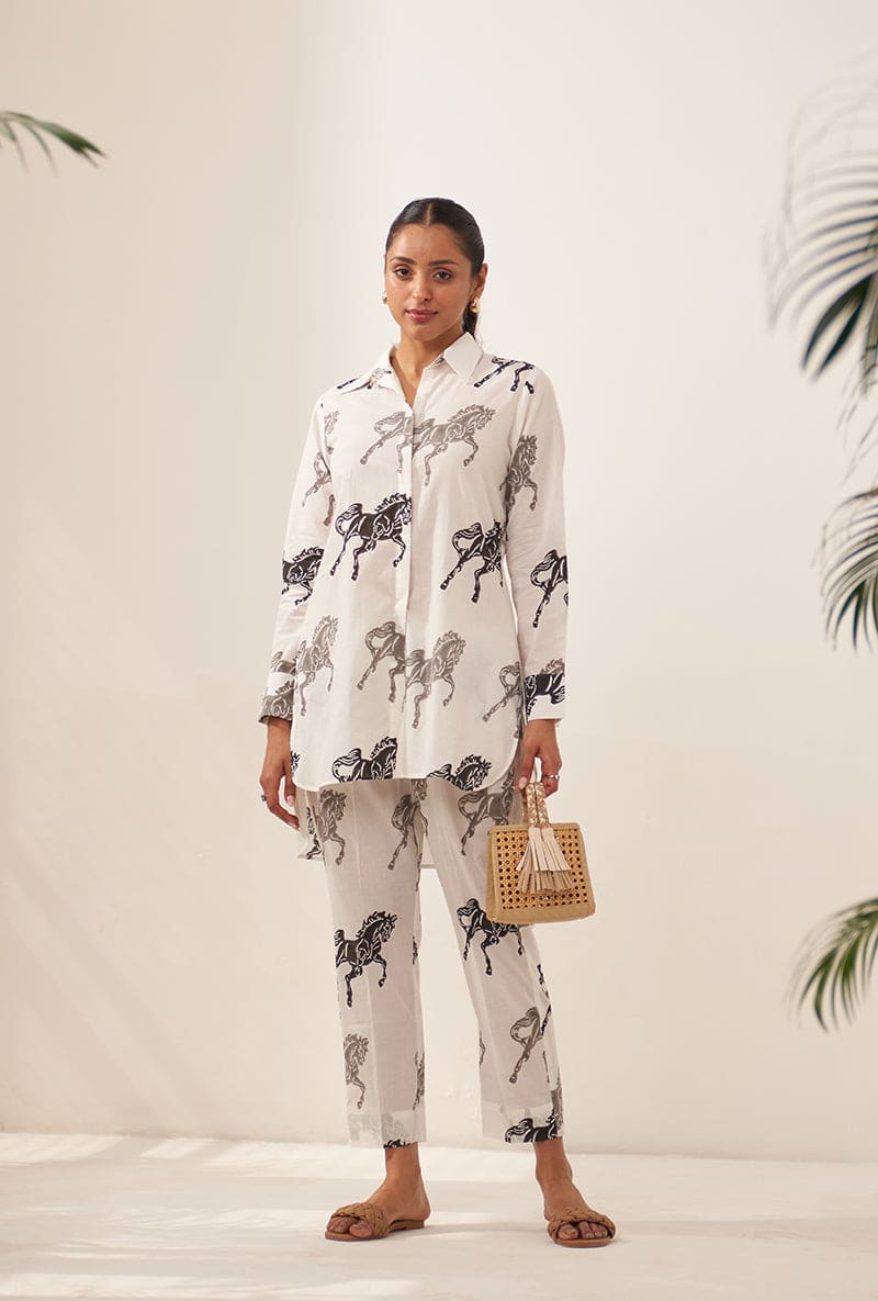 Rachna Singh In Grey Horse High Low Lovebirds Co-Ord Set