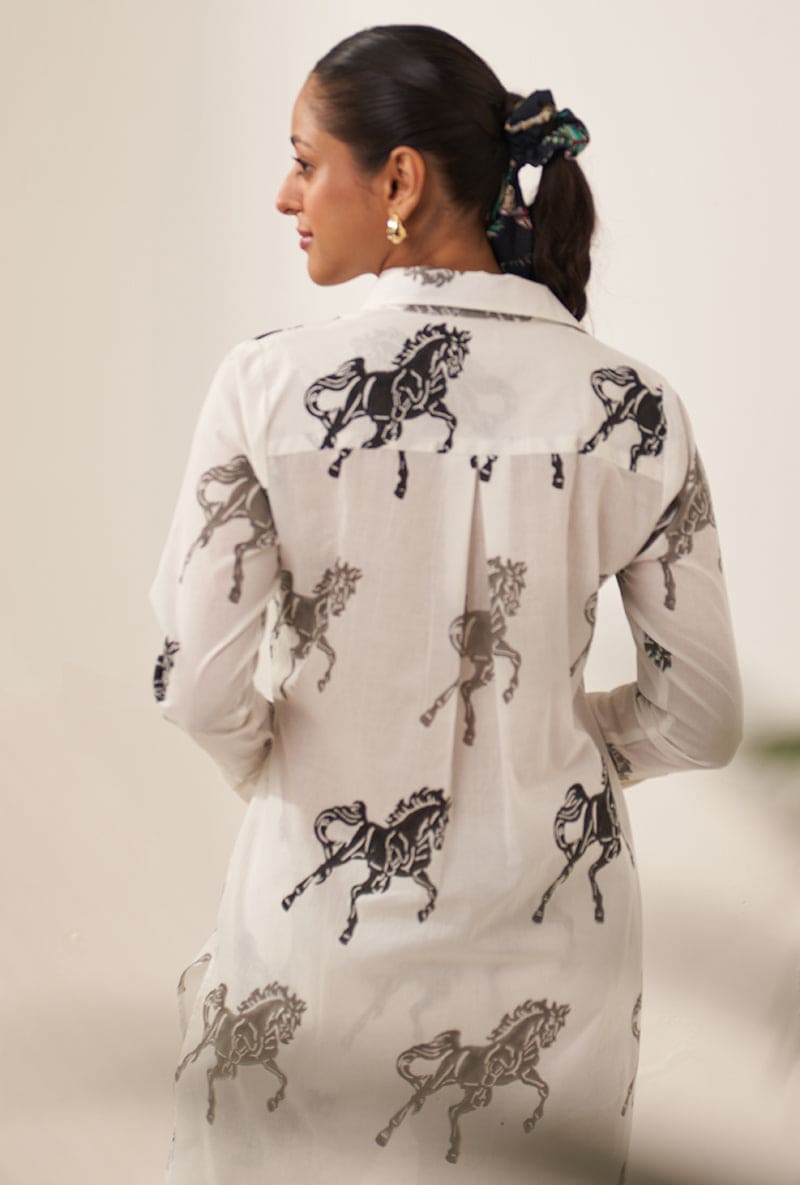 Rachna Singh In Grey Horse High Low Lovebirds Co-Ord Set