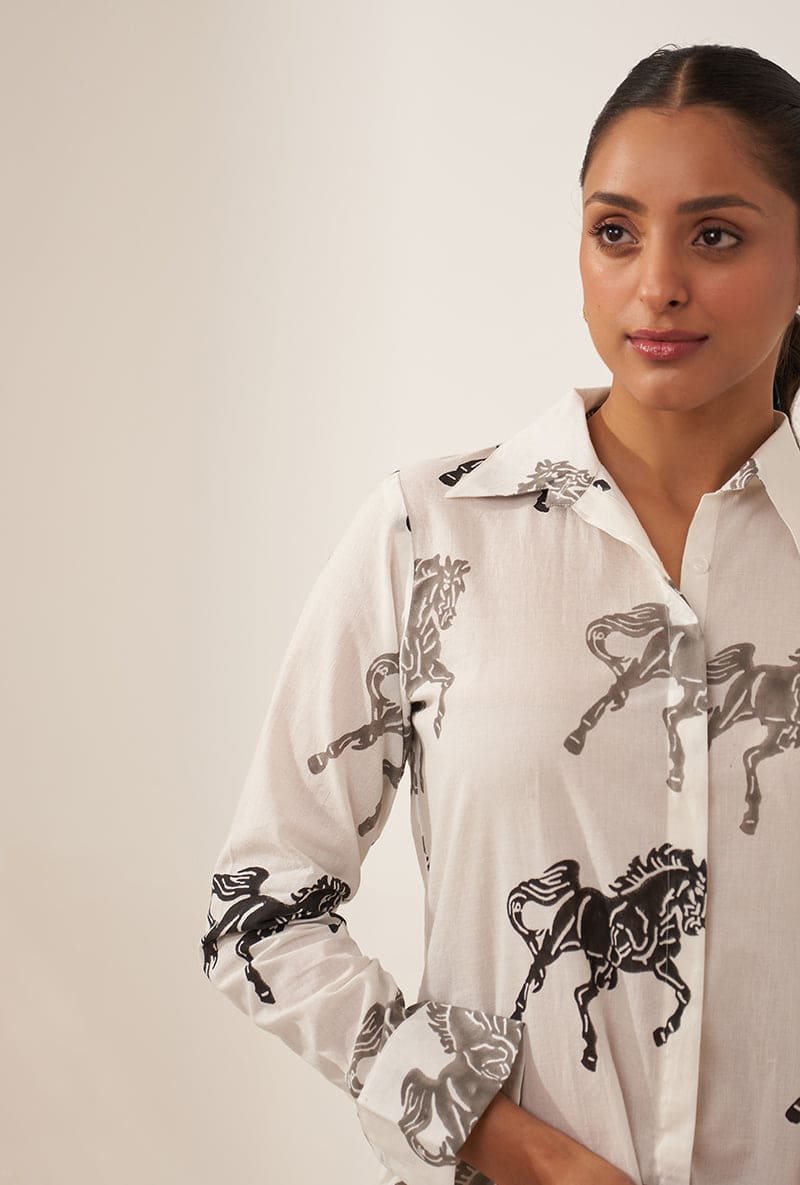 Rachna Singh In Grey Horse High Low Lovebirds Co-Ord Set