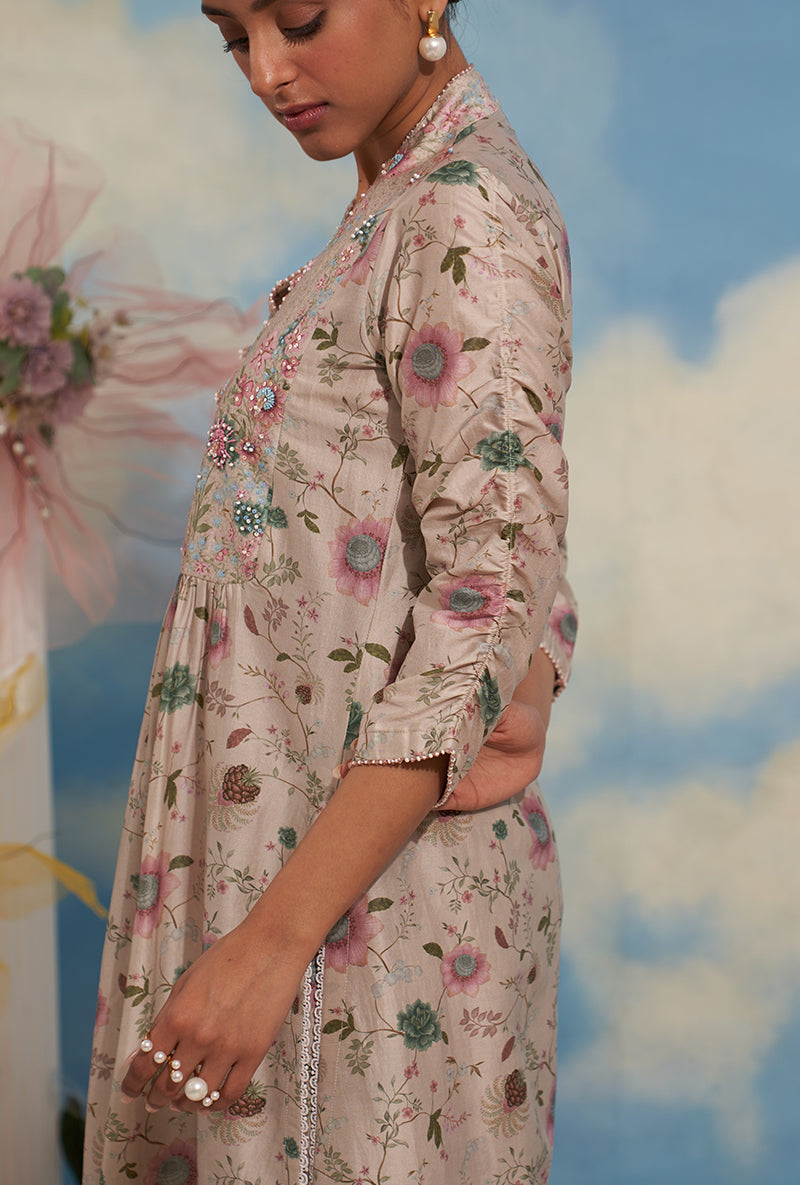 Ivory Mughal Made In Heaven Front Pleated Kurta Set