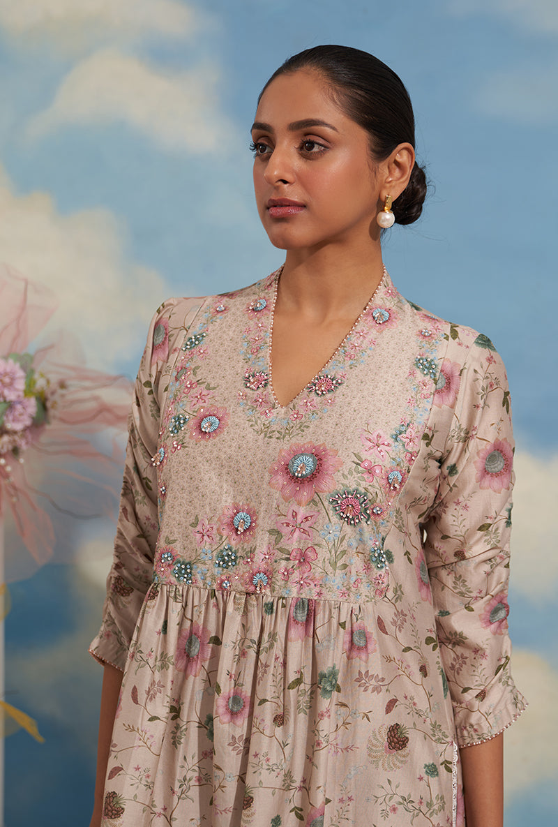 Ivory Mughal Made In Heaven Front Pleated Kurta Set