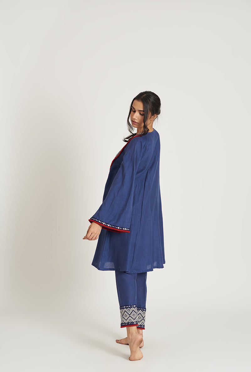 Navy Blue Pakistani-Inspired Flared Rahizaa Pakizah Kurta Set