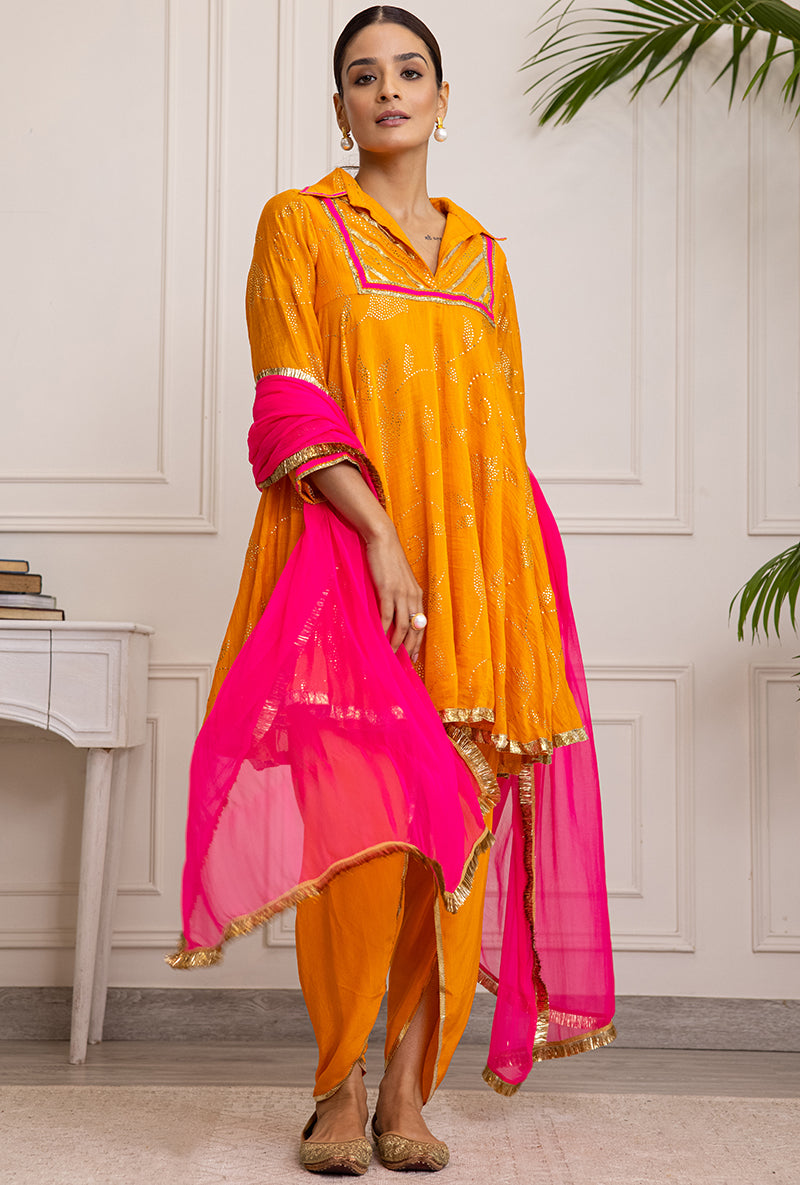 Orange Collar Soha Salwar Set