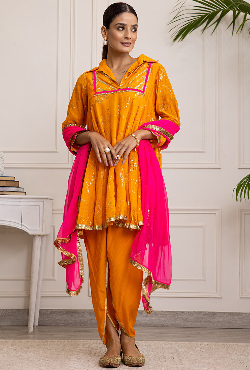 Orange Collar Soha Salwar Set