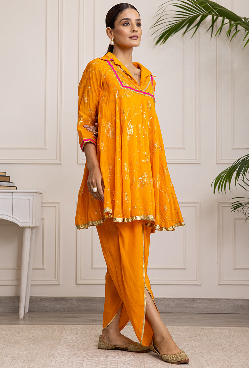 Orange Collar Soha Salwar Set