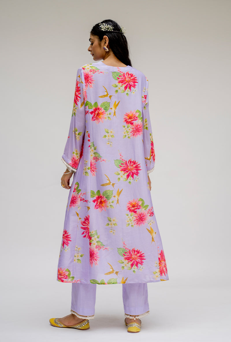 Purple Printed Nyra Kurta Set