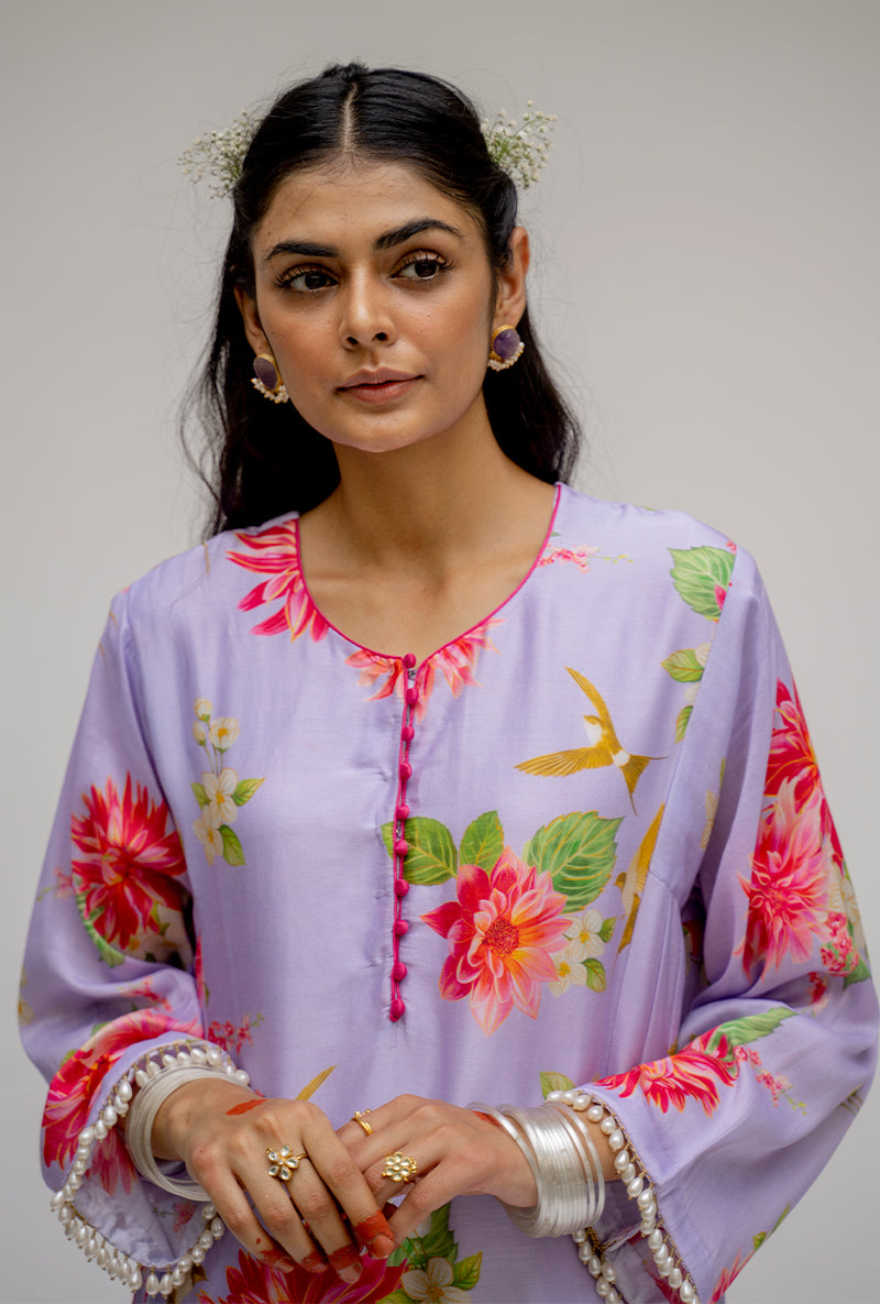 Purple Printed Nyra Kurta Set