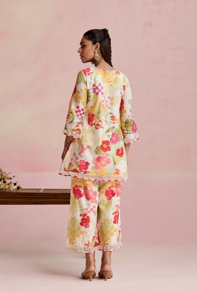 Multi Color Overlap Yoke Short Amara Kurta Set