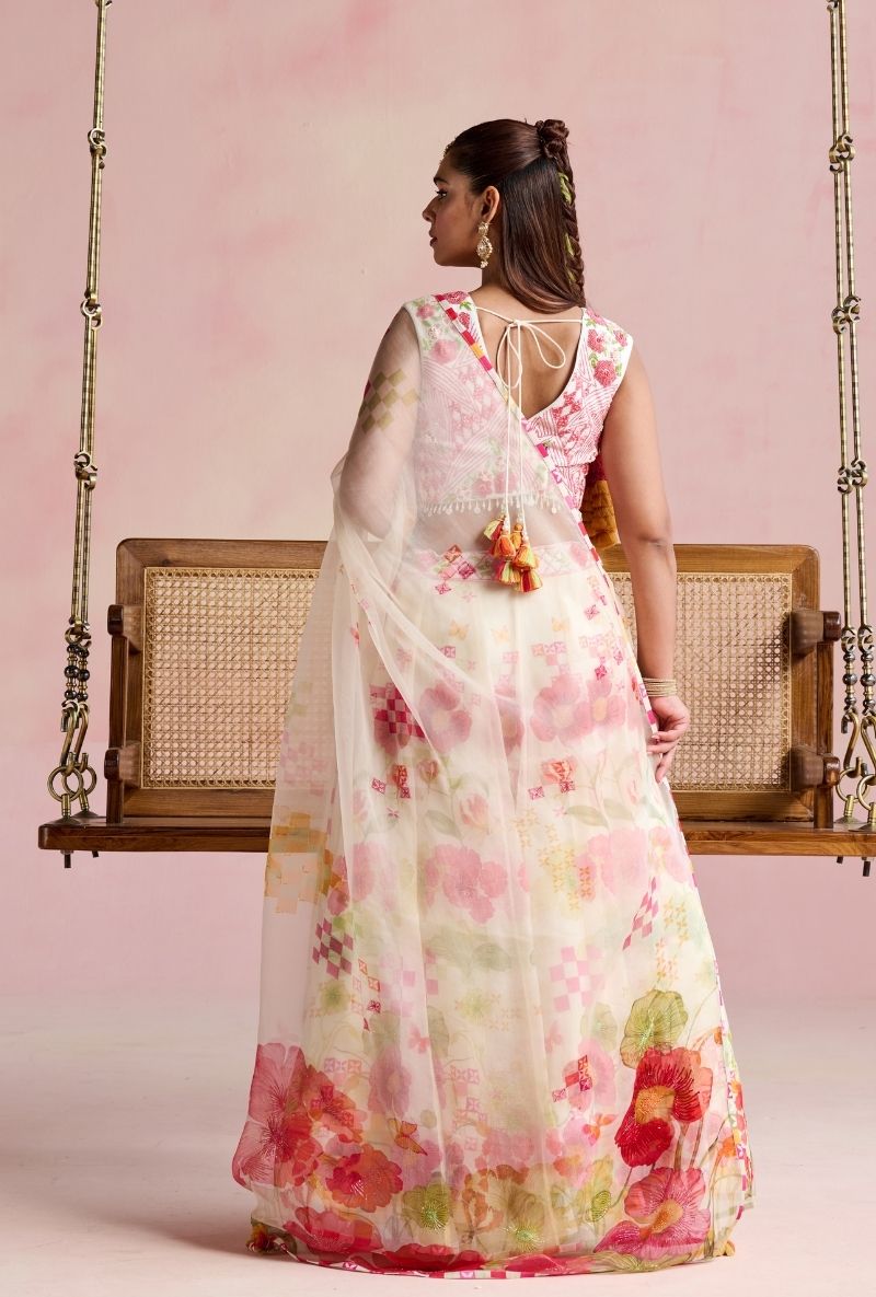 Multi Color Heavy Embroidered Blouse Amara Lehenga Set