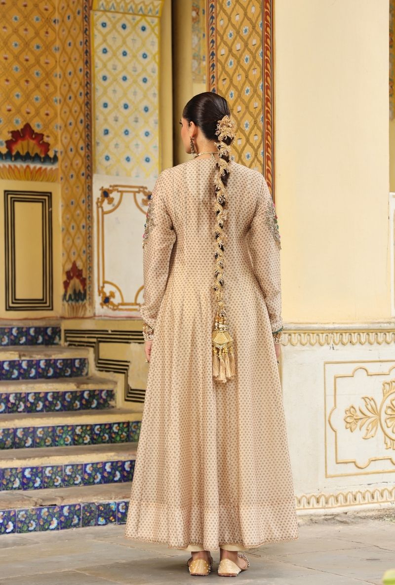 Ivory Printed Heavy Mehfil Angrakha Set