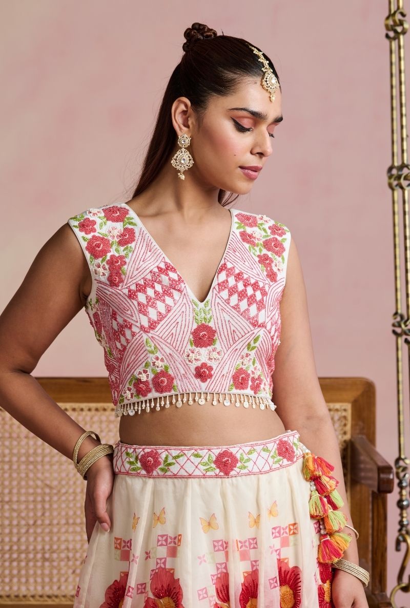 Multi Color Heavy Embroidered Blouse Amara Lehenga Set