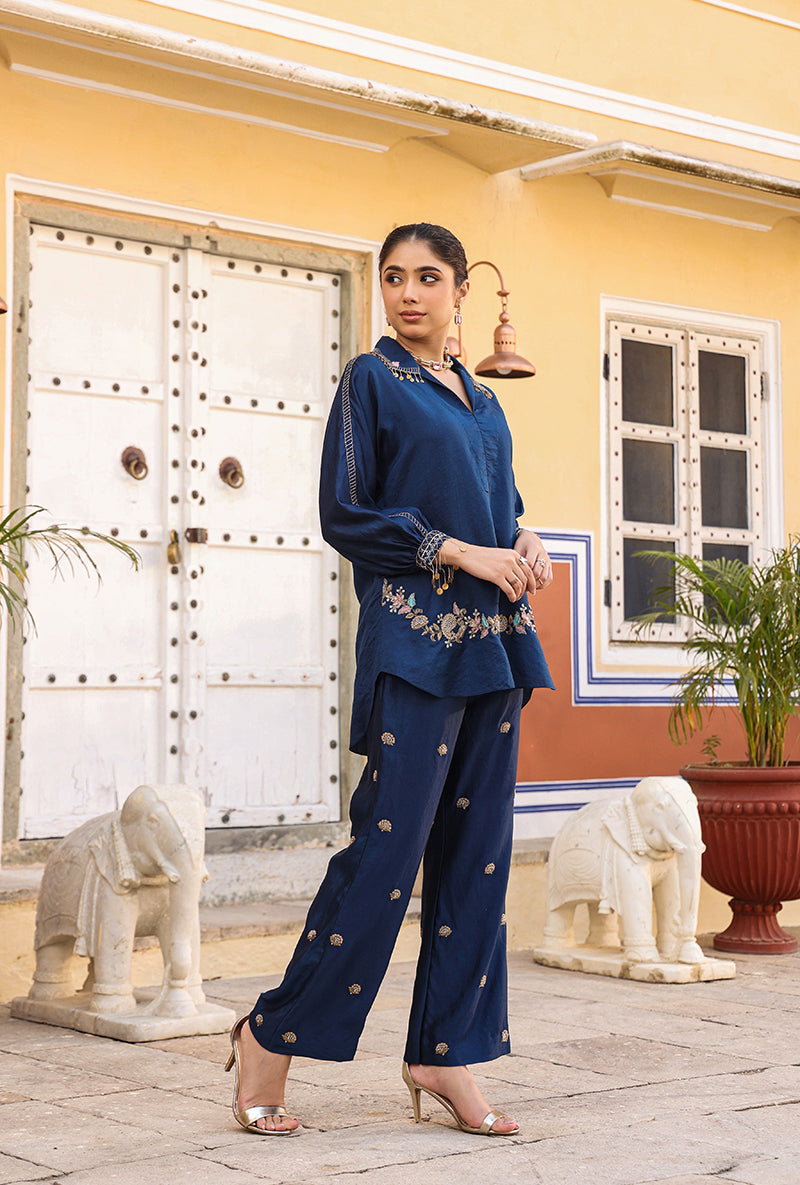 Dark Blue Raag Co-ord Set