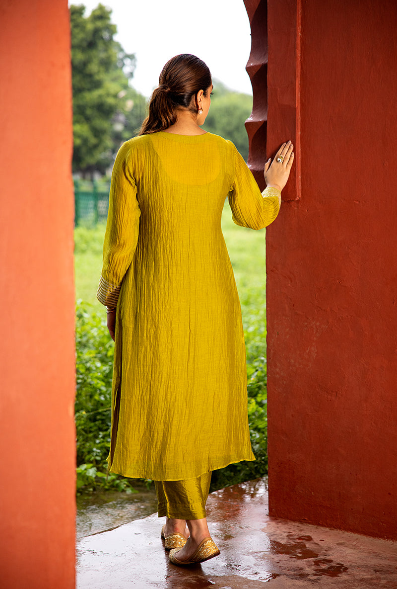 Lime Green Gota Work Dor Kurta Set