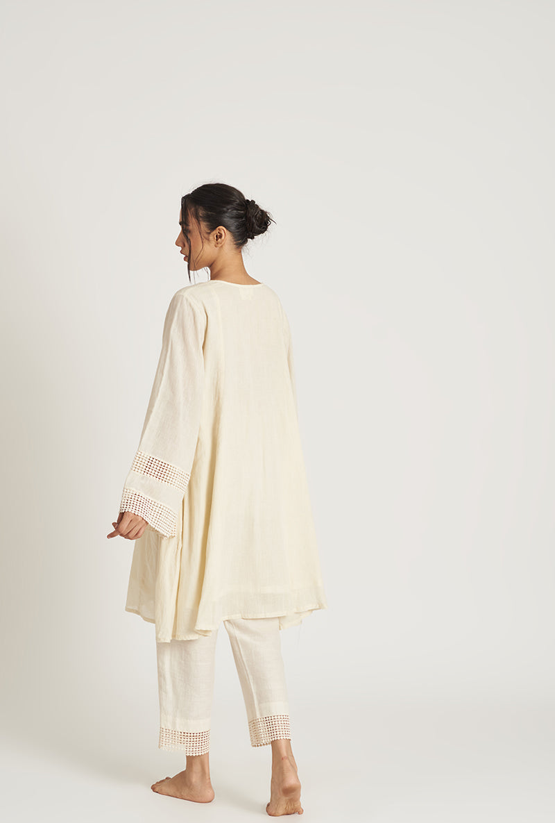 Natural Beige Pakistani-Inspired Flared Niha Laila Kurta Set