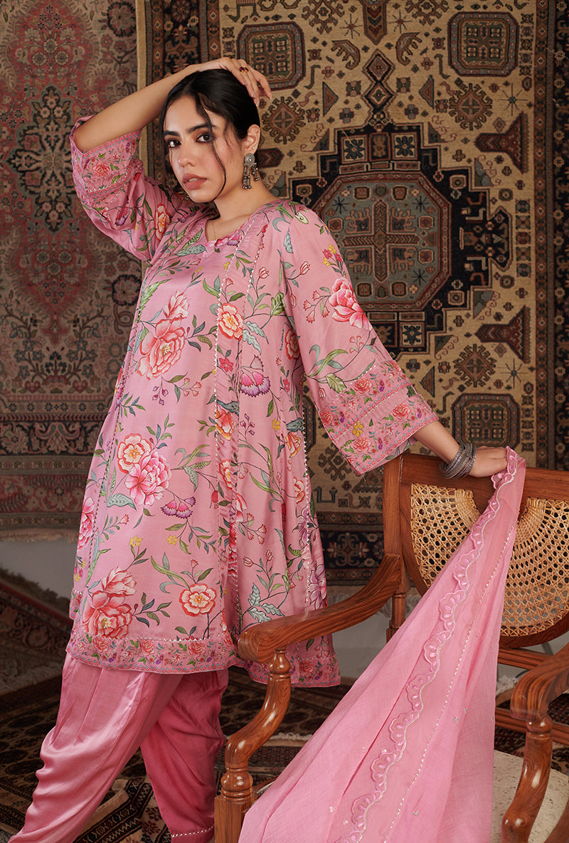 Old Rose Chintz Printed Aalam Kurta Set